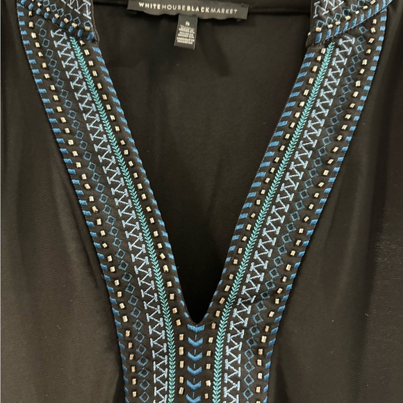 White House black market sleeveless tank top embroidery beaded neckline - Picture 4 of 7